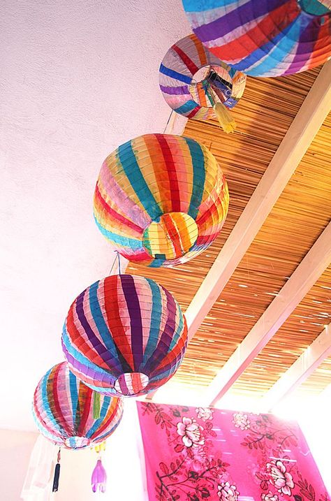 Sukkot decoraTIONS | Sukkah Decorations Paper Striped Lanterns Round Paper Lanterns Decoration, Paper Lantern Painting, Sukkot Ideas, Paper Lantern Craft, Paper Lantern Chandelier, Sukkah Decorations, Sukkot Decorations, Lantern Parade, Tissue Paper Lanterns