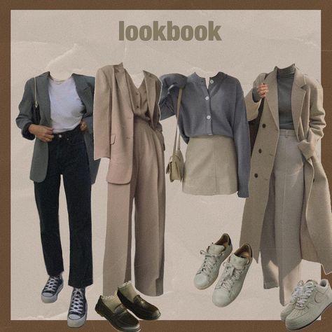 Grey With Beige Outfit, Dark Academia Grey Outfit, Grey And Light Blue Outfit, Dark Blue And Beige Outfit, Academia Blue Outfit, Beige Grey Outfit, Unisex Outfits Aesthetic, Grey Beige Outfit, Grey Academia Outfit