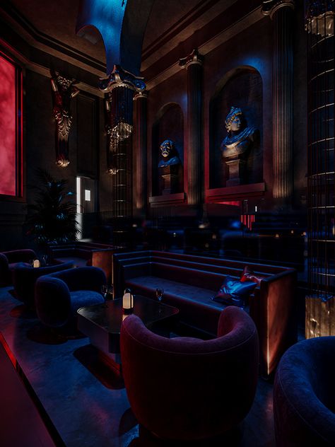 Night Lounge Design, Night Club Design Interior, Night Club Interior Design, Nightclub Design Lighting, Gothic Nightclub, Night Club Design, Lounge Background, Speakeasy Aesthetic, Gothic Bar