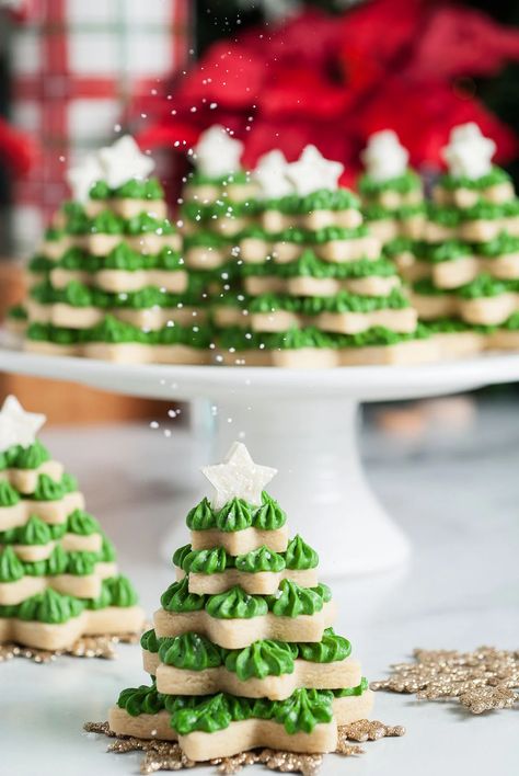 3d Cookies Christmas, Sugar Cookie Christmas Tree Stacked, Stacked Star Christmas Tree Cookies, Star Christmas Tree Cookies, Stacked Sprinkle Cookies, Stacked Sugar Cookies, Cookie Christmas Tree Decorations, 3d Christmas Tree Cookies, Cookie Xmas Tree