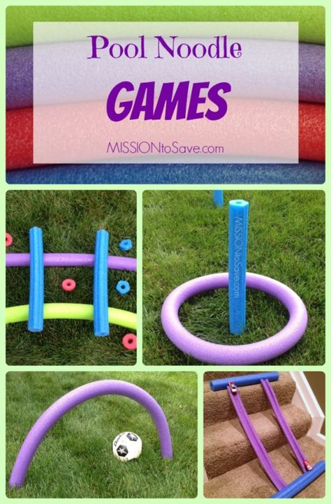 Fun, Easy, DIY Pool Noodle Games- no water needed!  Repurpose these thrifty finds for fun games for kiddos. Noodle Games For Kids, Uses For Pool Noodles, Noodle Games, Pool Noodle Games, Noodles Ideas, Pool Noodle Crafts, Outside Games, Pool Noodle, Garden Walkway