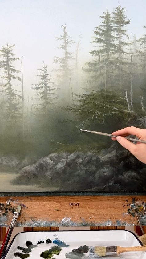 These chilly autumn days call for dark earthy tones and rich bursts of yellow on my palette… my brand new collection of Original Oil… | Instagram West Coast Tattoo, Misty Autumn, Moody Landscape, Dark Tree, Art Hobbies, Landscape Art Painting, Autumn Days, Canadian Art, Nature Art Painting