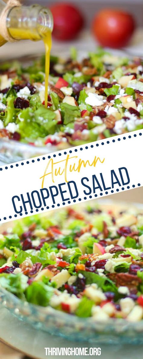 Autumn Chopped Salad, Salad With Apple Cider Vinaigrette, Autumn Vegetables, Chopped Salad Recipe, Apple Cider Vinaigrette, Autumn Salad Recipes, Cider Vinaigrette, Thanksgiving Salad, Autumn Salad