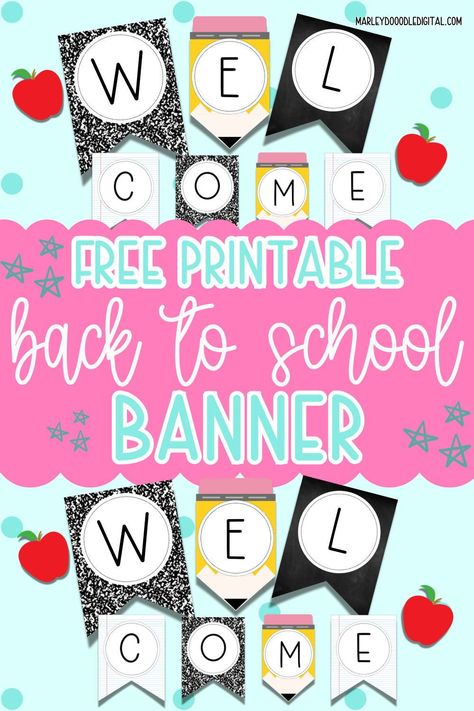 Welcome Back Banner Printable Free, Welcome Back To School Bulletin Boards Free Printable, Welcome Back To School Banner, Homeschooling Printables, Free School Printables, Pta Mom, Free Teacher Printables, Welcome Back Banner, Back To School Banner