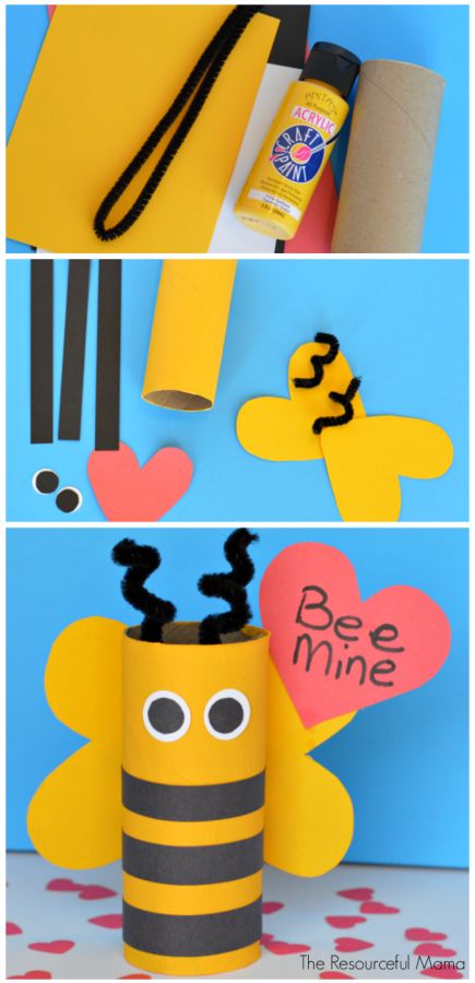 Toilet paper roll "Bee Mine" Valentine's Day Craft for kids Bee Mine Valentine, Valentines Bricolage, Valentine's Day Crafts For Kids, Valentine Crafts For Kids, Kids Crafting, Toilet Paper Roll Crafts, Bee Mine, Paper Roll Crafts, Daycare Crafts