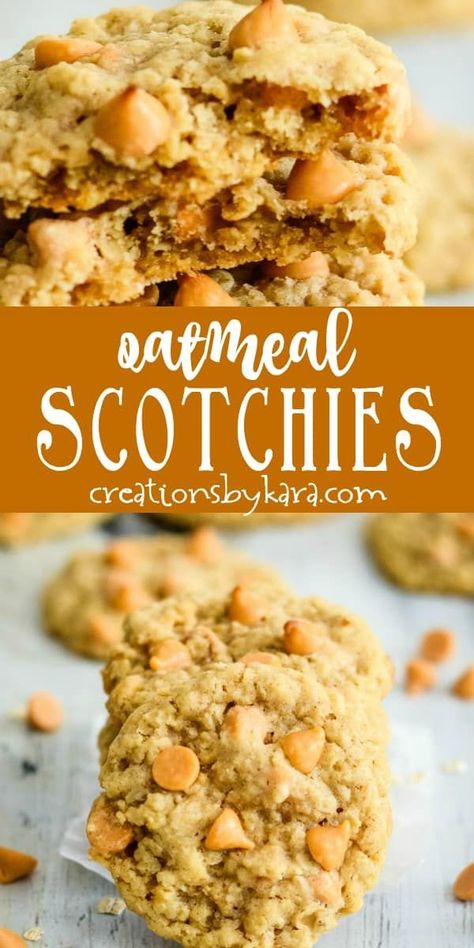 Butterscotch Oatmeal Cookies, Butterscotch Oatmeal, Butterscotch Chip Cookies, Oatmeal Scotchies, Oatmeal Butterscotch Cookies, Best Oatmeal Cookies, Butterscotch Cookies, Dessert Cookies, Delectable Desserts