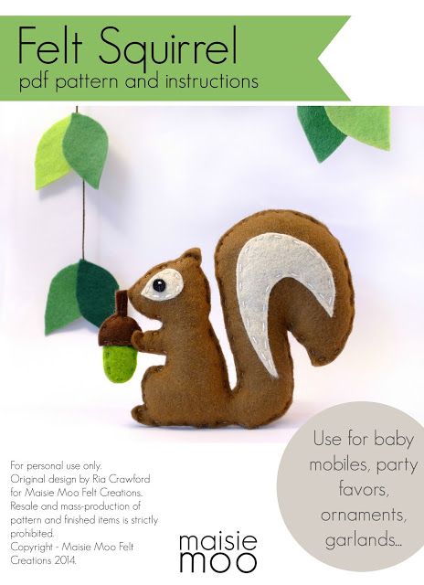 Felt Squirrel, Squirrel Cake, Squirrel Pattern, Woodland Mobile, Toy Diy, Woodland Nursery Theme, Felt Embroidery, Woodland Decor, Felt Pattern