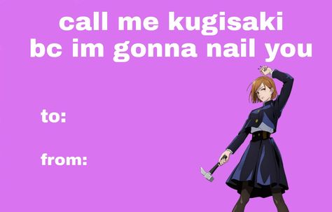 Pick Up Lines Anime, Bungo Stray Dogs Valentine Cards, Anime Rizz Pick Up Lines, Demon Slayer Valentines Cards, Jujutsu Kaisen Valentine, Anime Valentines Cards Funny, Jjk Valentine Cards, Jjk Valentines, Red Guy Drawing