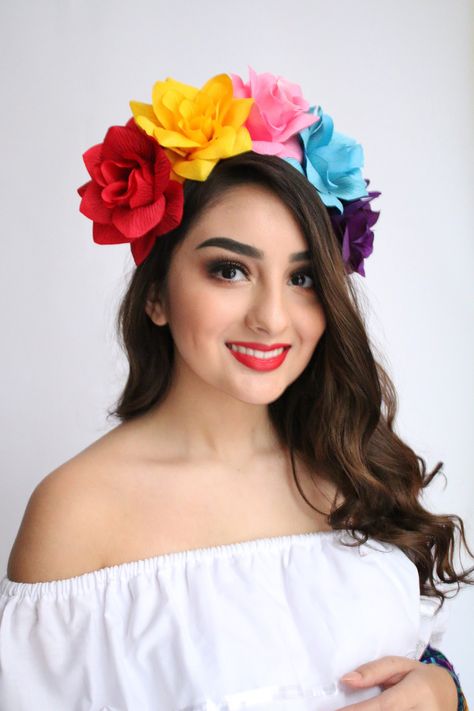 Excited to share this item from my #etsy shop: Colorful Flower Crown Cinco de Mayo Coco Costume Child Mexican Headpiece Girls Frida Flower Crow Coco Birthday Party Sugar Skull Toddler Mexican Birthday Party Outfit, Mexican Birthday Party Ideas For Adults, Girls Flower Birthday Party, Mexican Headpiece, Mexican Theme Party Outfit, Mexican Flower Crown, Colorful Flower Crown, Coco Costume, Coco Birthday