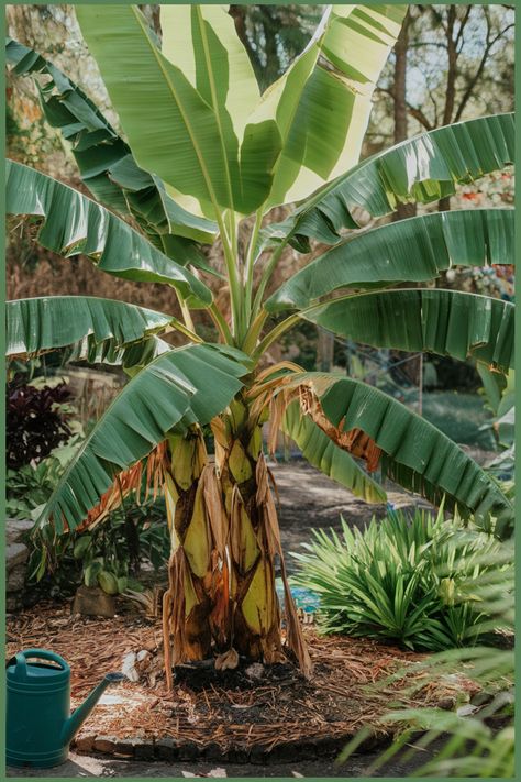 Banana plant with large green leaves and ripe bananas in a tropical garden. Banana Plant Care, Banana Leaf Plant, Kitchen Flooring Trends, Kitchen Tile Inspiration, Ensuite Bathroom Designs, Industrial Chic Kitchen, Rustic Industrial Kitchen, Compact Kitchen Design, Modern Bedroom Colors