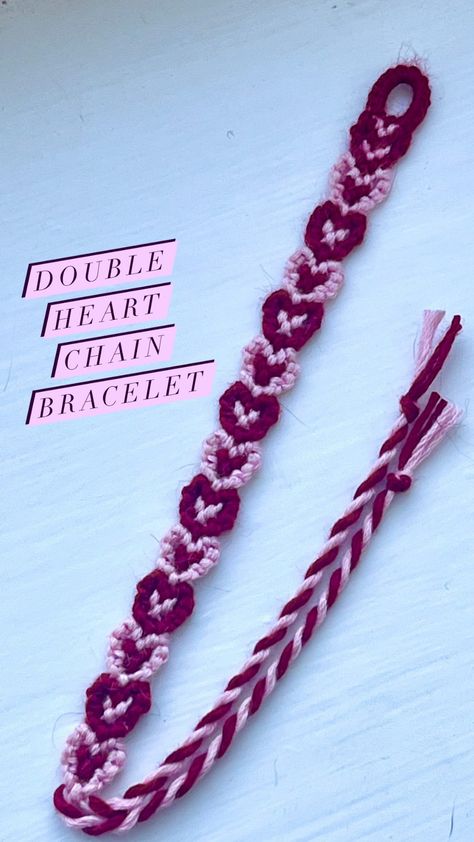 Inspo • Instagram Embroidery Yarn Bracelet, Alpha Pattern Tutorial, Braclete Pattern String, Yarn Bracelets Patterns, Embroidery Knot, Friendship Bracelet Instructions, I Took A Nap, String Bracelet Patterns, Hearts Bracelet