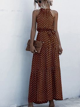 Party Ladies, Tie Waist Maxi Dress, Vintage Boho Dress, Polka Dot Maxi Dresses, Long Beach Dress, Summer Elegant, Floral Dresses Long, Dresses 2020, Vestidos Vintage