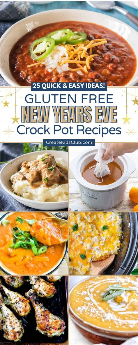 We’ve gathered 25 popular gluten free New Years Eve crock pot recipes that are easy to make in the slow cooker saving time and energy. Around the holidays, time is precious as we run in many directions creating memories with friends and family. Which is why we are bringing this crock pot collection to you! Crock Pot Desserts Gluten Free, Gluten Free Crockpot Recipes, Gluten Free Crock Pot, Slow Cooker Gluten Free, Small Crockpot Recipes, Gluten Free Slow Cooker Recipes, Crockpot Recipes For Two, Ground Beef Crockpot Recipes, Gluten Free Crock Pot Recipes