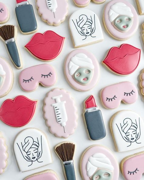 The Vintage Oven Spa Cookies, Kawaii Cake, Vintage Oven, Ladies Brunch, Spa Girl, Spa Weekend, Sugar Cookie Designs, Happy Belated Birthday, Belated Birthday