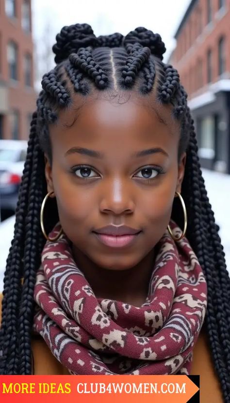 23 Top Winter Hairstyles for Black Women 2024-2025: Protective & Trendy Styles You’ll Love Braids To Faux Locs, Short Marley Twists, Winter Hairstyles For Black Women, Short Hair Updo Tutorial, Updo Tutorial, Styles For Black Women, Feed In Braid, Afro Puff, Coily Hair