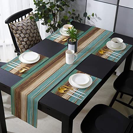 Banquet Table Decorations, Farmhouse Placemats, Number Table, Dark Wood Table, Modern Table Runners, Runner Pattern, Table Runner Size, Dining Mats, White Dining Table