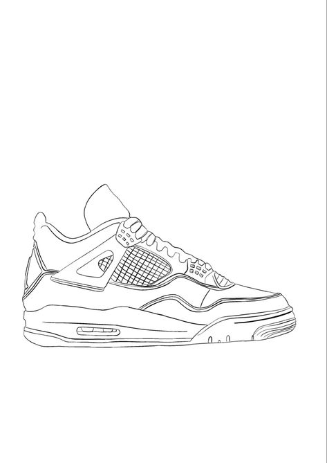 #jordan #4 #outline Air Jordan 4 Drawing, How To Draw Air Jordan, Air Jordan Shoes Drawing, Jordan 4 Sketch, Jordan 4s Drawing, Jordan 4 Painting, Sneaker Art Drawing, Jordan 4 Drawing, Jordans Drawing