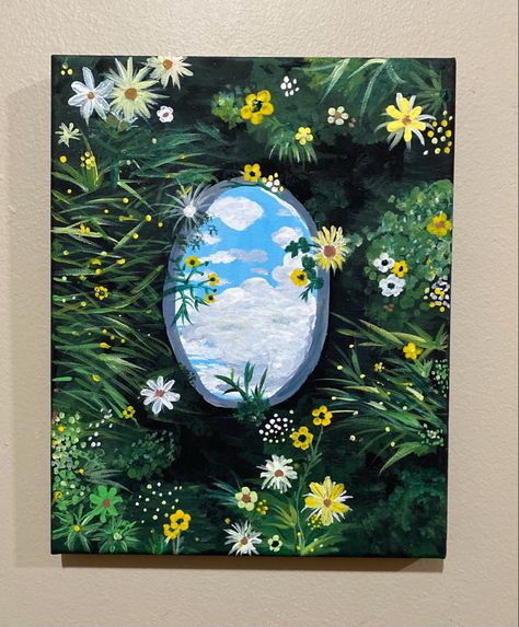 Cottage Core Painting Easy, Cottage Core Painting Ideas On Canvas, Cottagecore Aesthetic Painting Easy, Cottagecore Painting Easy, Cottage Core Acrylic Painting, Floral Art Acrylic, Cottagecore Scenery Painting, Cottagecore Painting, Instagram Painting