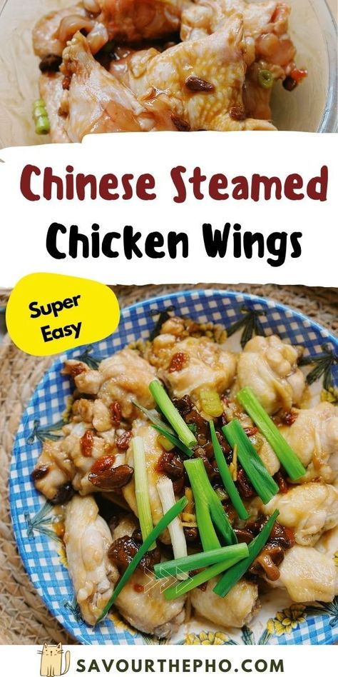 Chinese Steamed Chicken Wings Chinese Steamed Chicken, Chinese Recipes Easy, Easy Recipes Chicken, Marinated Chicken Wings, Lazy Dinner, Chinese New Year Food, Lazy Dinners, Steamed Chicken, General Tso Chicken