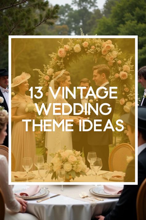 Did you know that a vintage wedding theme can transform your big day into a timeless fairy tale? Discover retro styles, classic décor, and romantic elements in our inspiring guide with 13 stunning photos. Uncover the charm of antique lace, rustic venues, and vintage-inspired dresses. Make your wedding day unforgettable with these enchanting ideas. Dive in now! Heritage Wedding Decor, 1930 Wedding Theme, Colonial Wedding Theme, Classic Vintage Wedding Theme, 1950 Wedding Theme, Vintage Wedding Theme Ideas, 1950s Wedding Theme, Antique Wedding Theme, Vintage Outdoor Wedding