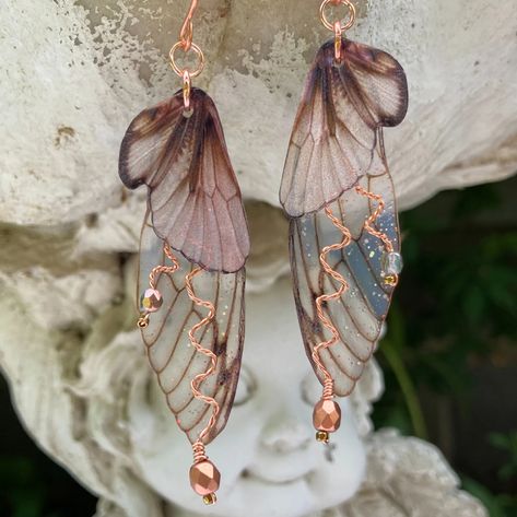 Woodland Fairy Grunge Earrings Cottage Fairy Wing Earrings - Etsy Green Fairy Wings, Fairy Wing Earrings, Grunge Earrings, Fantasy Pendant, Grunge Jewelry, Butterfly Wing Earrings, Cottage Fairy, Fairy Jewelry, Fairy Aesthetic