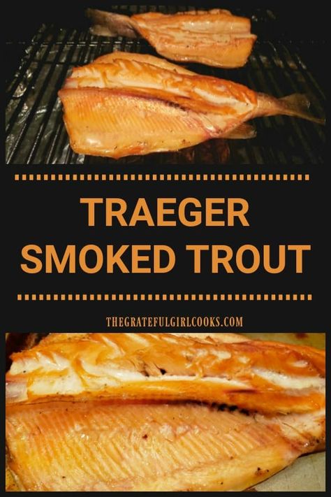 Smoked Trout Fillet Recipes, Smoked Lake Trout Brine Recipe, Fish On Traeger, Fish On Smoker, How To Cook Fresh Caught Trout, Smoked Rainbow Trout, Brine For Fish, Smoked Trout Recipe Dinners, Smoked Rainbow Trout Recipes