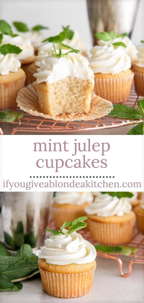 Kentucky Derby Desserts, Kentucky Derby Food, Kentucky Derby Mint Julep, Mint Frosting, Cake Mix Cupcakes, Mint Julep Recipe, Boozy Cupcakes, Lime Tart, Place Your Bets