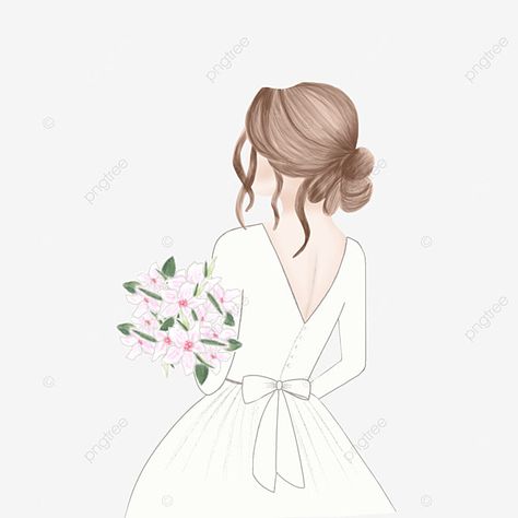 Bride Illustration Drawing, Bride Logo Design, Animated Bride, Portrait To Draw, Bride Painting, Cartoon Bride, Bride Drawing, Wedding Dress Drawings, Official Portrait