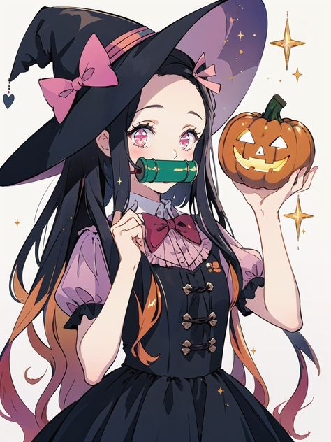 Anime Happy Halloween, Demon Slayer Halloween Pfp, Nezuko Halloween, Demon Slayer Halloween, Kny Halloween, Nezuko Chan, Halloween Moon, Halloween Cartoons, Halloween Art