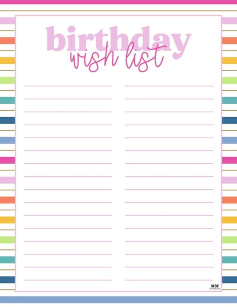 Choose from 12 birthday wish list templates perfect for your child to fill out all that he or she might want for their birthday. 100% FREE! Print from home! Birthday Wishlist Template, Birthday List Template, Wishlist Template, Birthday Wish List, 12 Birthday, Birthday Wish, Free Print, 12th Birthday, Birthday Template