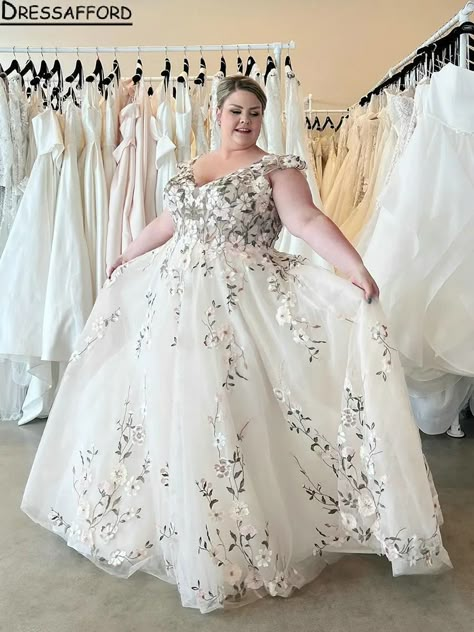 Smarter Shopping, Better Living! Aliexpress.com A Line Wedding Dress Plus Size, Non Traditional Wedding Dress Plus Size, Whimsical Wedding Dresses, Wedding Dresses With Color, Plus Size Wedding Gown, Wedding Dresses Off The Shoulder, Wedding Dresses Fashion, Off White Wedding Dresses, Curvy Wedding