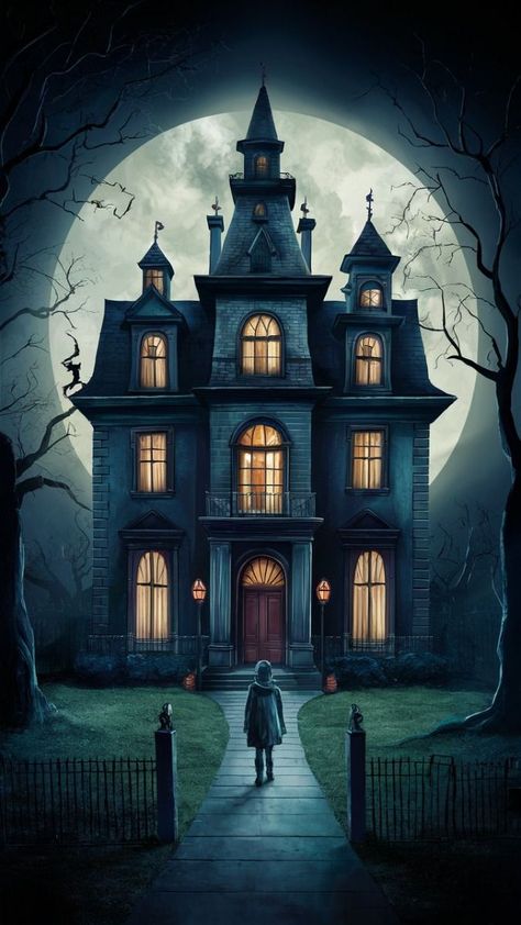 Famous Haunted Houses, Haunted House Pictures, Christmas Halloween Decorations, Haunted Towns, Scary House, Real Haunted Houses, Scary Houses, Creepy Houses, House Cartoon