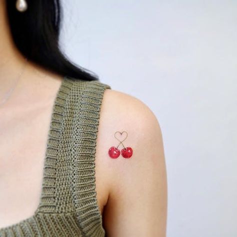 Fruit Tattoo, Cherry Tattoos, Food Tattoos, Small Girl Tattoos, Initial Tattoo, Tatuaje A Color, Girly Tattoos, Great Tattoos, Hip Tattoo