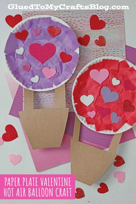 Valentine Hot Air Balloon, Air Balloon Craft, Valentines Art For Kids, Preschool Valentines Activities, Balloon Craft, Preschool Valentine Crafts, Preschool Valentine, Hot Air Balloon Craft, Kindergarten Valentines