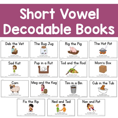 Decodable Phonics Books for Short Vowel Words Phonological Awareness Activities, Teaching Mama, Decodable Books, Sounding Out Words, Decoding Words, Phonics Books, Short Vowel Words, Hard Words, Flip Books