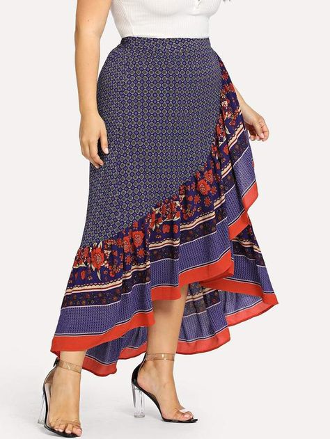 Overlap Skirt, Skirts Outfits, Midi Skirt Outfit, Skirts Online, Plus Size Skirts, Skirt Pattern, Fall Dresses, Skirt Outfits, Flower Print