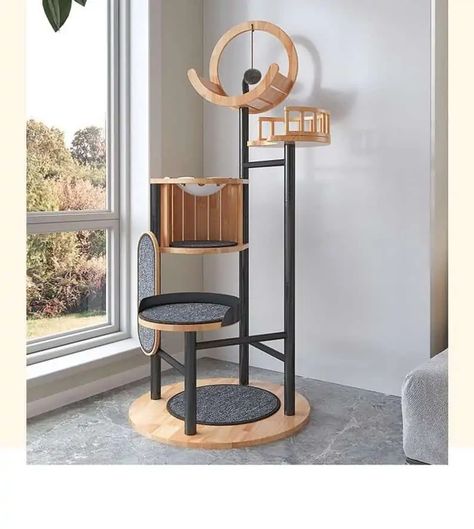 Katt Diy, Unique Cat Trees, Cat Tree Designs, Cat Climbing Tower, Tre Kunst, Cat Furniture Design, Katt Grejer, Wooden Cat Tree, Kat Diy