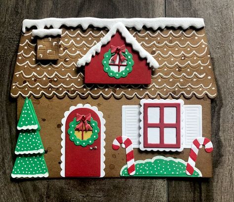 Gingerbread House Card, Gingerbread House Craft, Cardboard Gingerbread House, Bee Ideas, Gingerbread Cards, Handcrafted Christmas Cards, House Cards, House Card, Christmas Art Projects