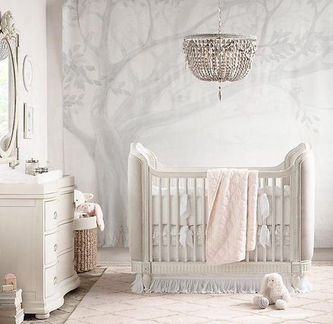 Upholstered Crib, French Nursery, White Crib, Rh Baby, Girl Nursery Room, Nursery Baby Room, Room Color, Gender Neutral Nursery, Baby Bedroom