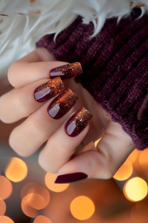 Bold Fall Nails, Modele Thonjsh, Cranberry Nails Fall, Red Autumn Nails, Nagel Design, Witch Nails, Thanksgiving Nail Designs, Thanksgiving Nail Art, Fall Gel Nails