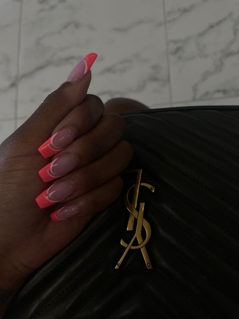 French  nails 
Neon pink nails 
French design 
French coffin nails 
Nail inspo Neon Pink French Tips, Neon Pink French Tip Nails, Bright Pink French Tip Nails, Bright French Tip Nails, Neon French Nails, Hot Pink French Tips, Neon French Tips, Pink French Tips, White French Nails