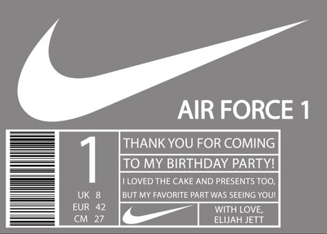 Air Force 1 Birthday Party, Sneaker First Birthday Theme, Nike First Birthday, Nike First Birthday Theme, Nike Themed Birthday Party, First Kickback Birthday Theme, Nike Theme Party Birthdays, Nike Birthday Party Ideas, Nike Birthday