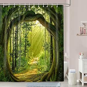 Scenery Spring, Tree Hole, Forest Shower Curtain, Shower Curtain Green, Outdoor Scenery, Cloth Shower Curtain, Plastic Shower Curtain, Farmhouse Fabric, Boho Shower Curtain