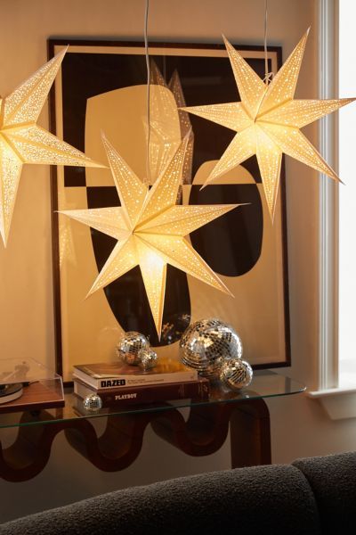 Wish On A Star, Paper Star Lanterns, Star Lantern, Stick Wall Art, Lantern Christmas, Plant Art Print, Star Lanterns, Uo Home, Star Paper