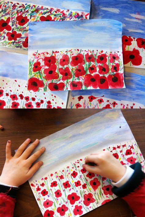 Paper Plate Poppy Craft, Memorial Day Poppies, Poppy Craft For Kids, Perspective Painting, Remembrance Day Activities, Remembrance Day Art, Poppies Flower, Poppies Painting, Poppy Craft