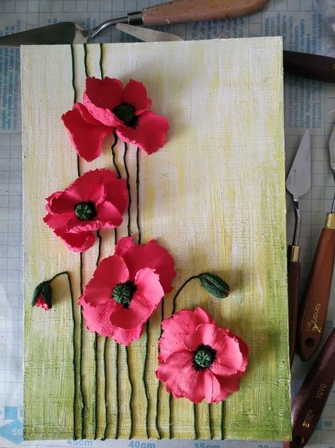 Clay Paintings On Canvas, Sculpture Art Projects, Fabric Painting Techniques, Plaster Wall Art, Acrylic Painting Flowers, Abstract Art Diy, Clay Wall Art, Textured Canvas Art, Plaster Art