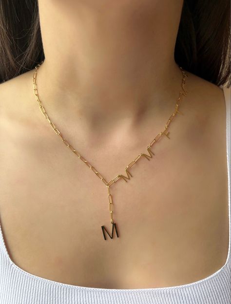 Name Chain Gold Design, Gold Name Pendant Designs, Chain With Letters, Name Necklace Silver, Silver Paper, Custom Name Necklace, Cute Necklace, Letter Pendants, Letter Necklace