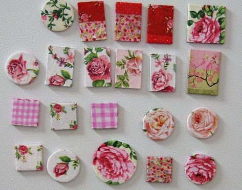 Decoupage Magnets, Wallpaper Craft, Recycled Stuff, Wallpaper Crafts, Decoupage Furniture, Modge Podge, Shabby Chic Crafts, Shabby Chic Diy, Creative Corner