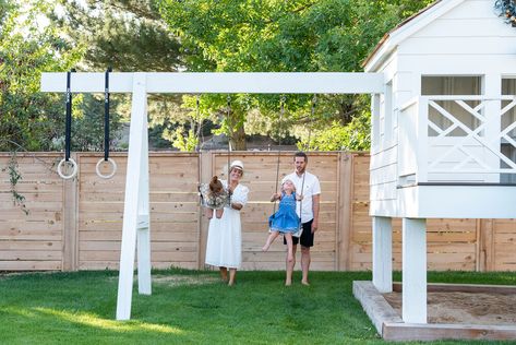 The McGee Home: Our Backyard Photo Tour - Studio McGee Studio Mcgee Playhouse, Mcgee Playhouse, Minimalist Playground, Swingset Ideas, Outdoor Playroom, Playset Makeover, Playground Backyard, The Mcgee Home, Backyard Playset