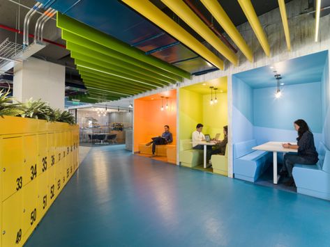 Belatrix Offices - Bogota - 2 Colorful Office Design, Coworking Space Design, Colorful Office, Innovation Hub, Office Wall Design, Industrial Office Design, Corporate Offices, Office Tour, Office Space Design